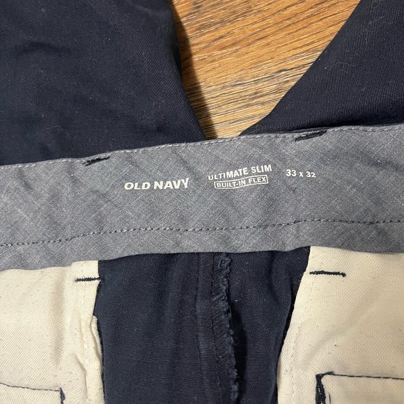 Men's Old Navy Tech Chino Navy Blue 33x32 - Used Built In Flex - Picture 3 of 4